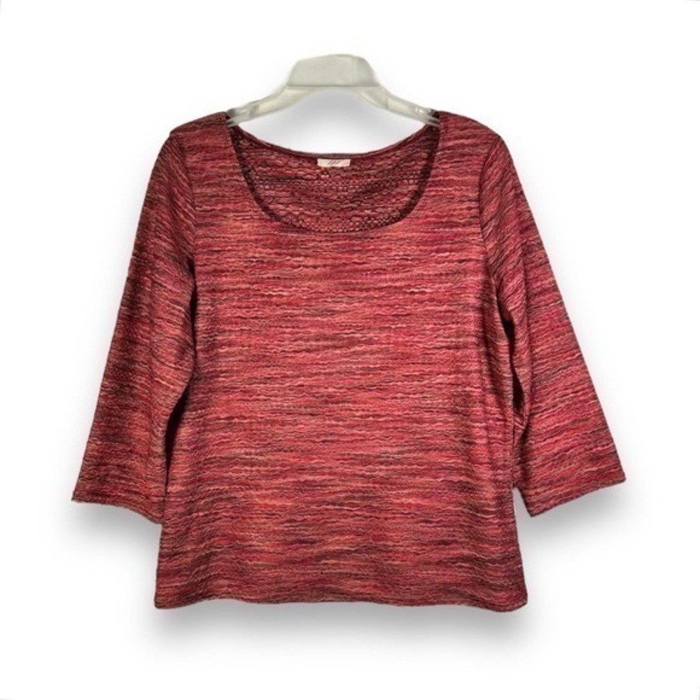 J. Jill Pink Textured Mermaidcore Boat Neck Top Size Medium - "Suzette"